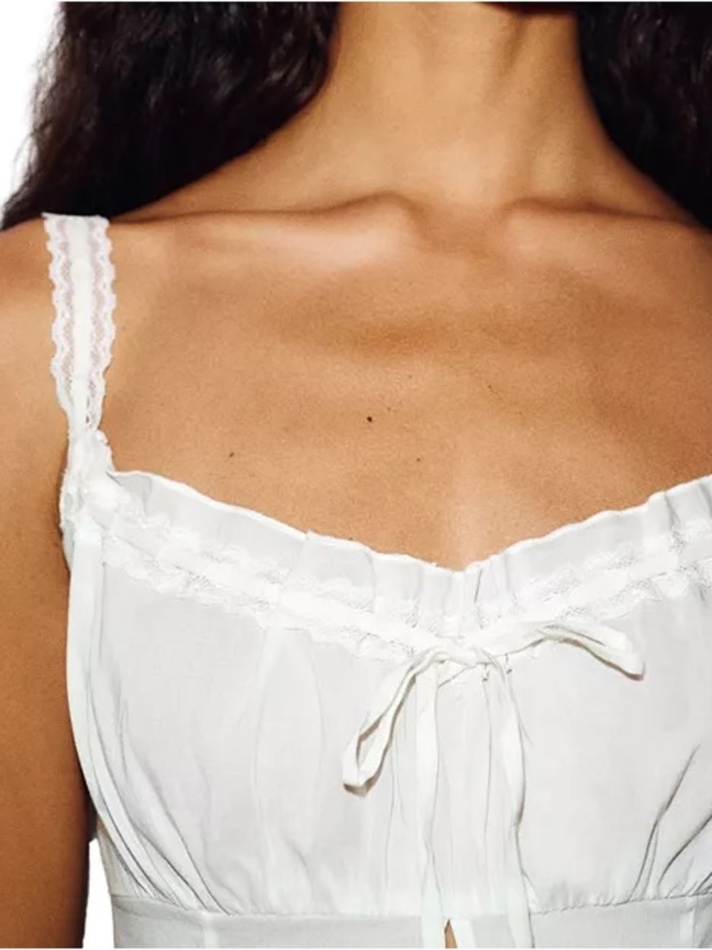 Reformation White Lace-Trim Button-Front Eveline Top - Picture 4 of 12